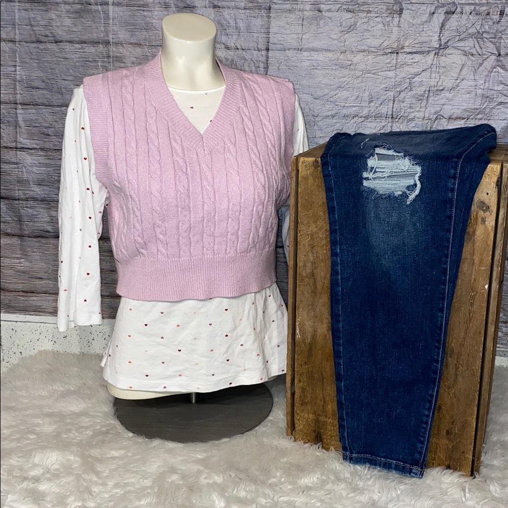 Christopher & Banks Heart Print Top